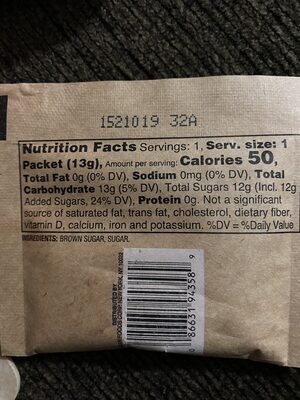 Brown Sugar Topping ingredients label