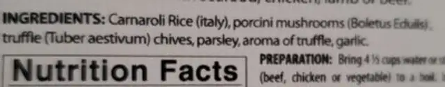 risotto ingredients label