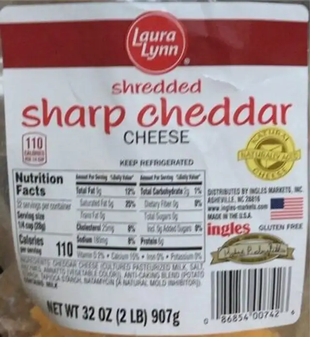 Shredded sharp cheddar cheese