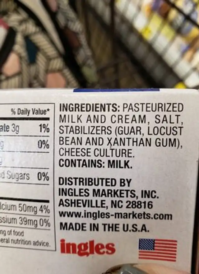 cream cheese ingredients label