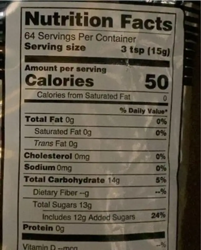 Lime cocktail mix nutrition facts table