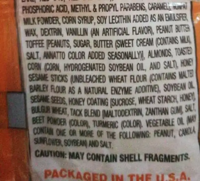 Sweet salty trail mix ingredients label