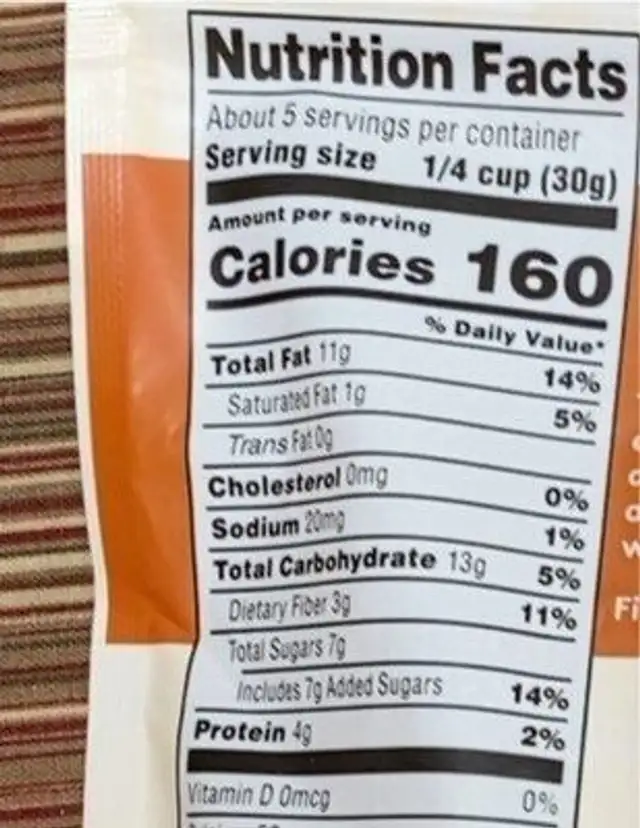 Maple bourbon almonds nutrition facts table
