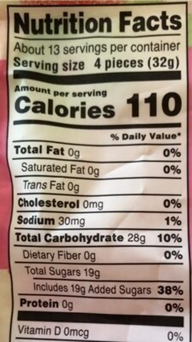 watermelon rings nutrition facts table