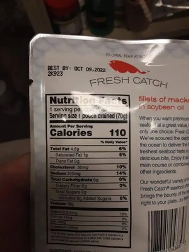 Unknown nutrition facts table
