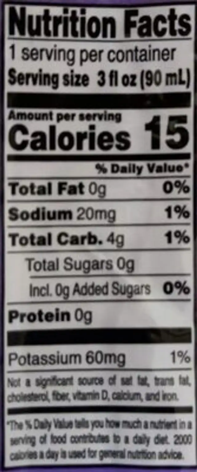 Sugar free freezer pop nutrition facts table