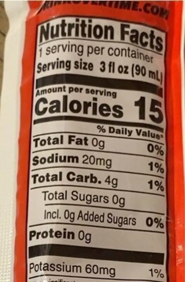 Sugar free freezer pops fruit punch nutrition facts table
