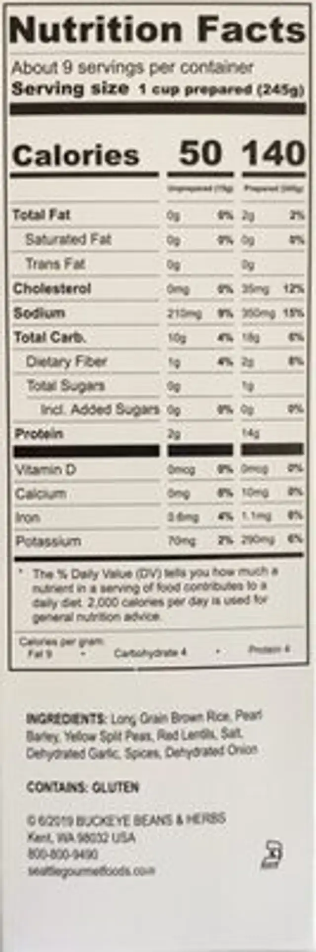 Buckeye beans chicken n thyme soup ounces nutrition facts table