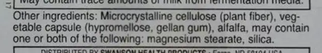 Probiotics ingredients label