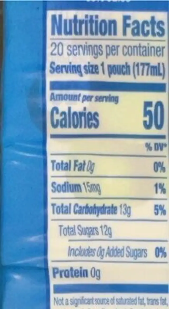 Caprisun organic nutrition facts table