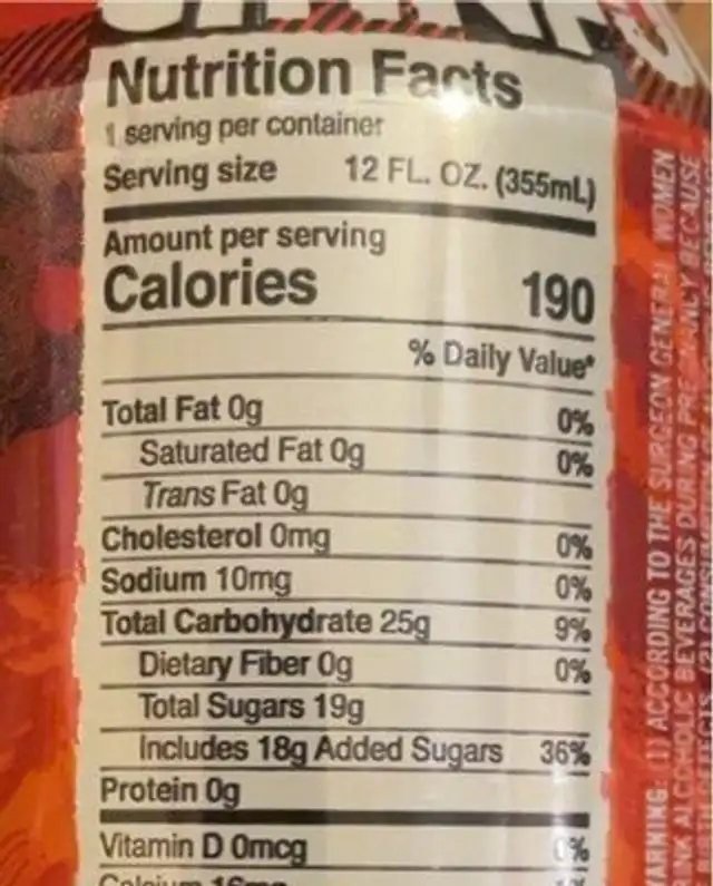 cinnful angry orchard nutrition facts table
