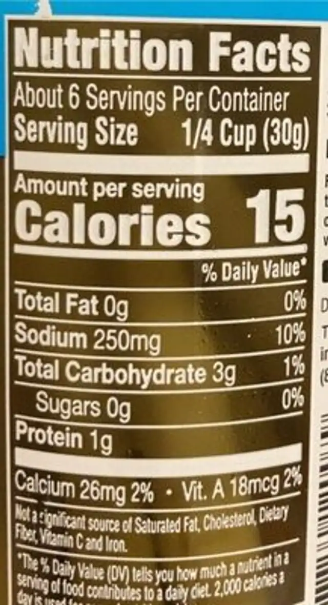 Dilly Beans - Mild Exceptionally Crisp nutrition facts table