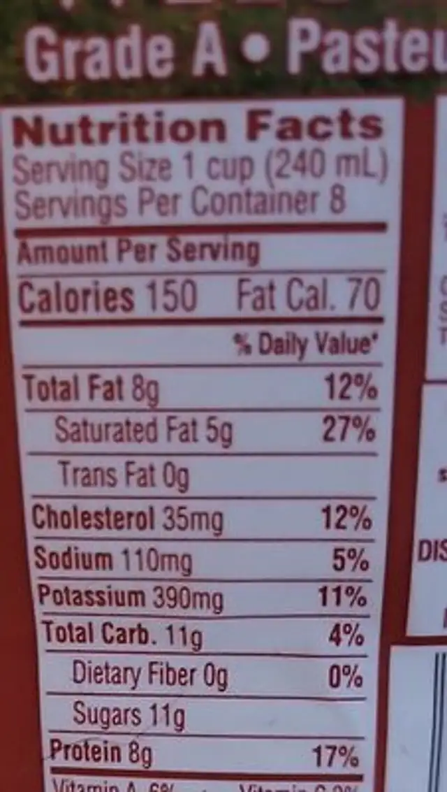 Food city vitamin d whole milk nutrition facts table
