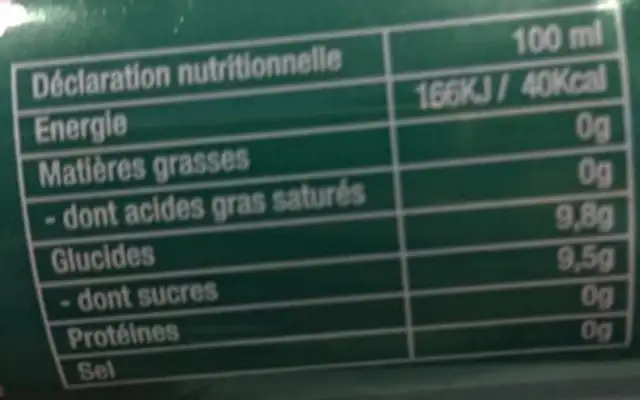 Ananas Queen Tahiti nutrition facts table