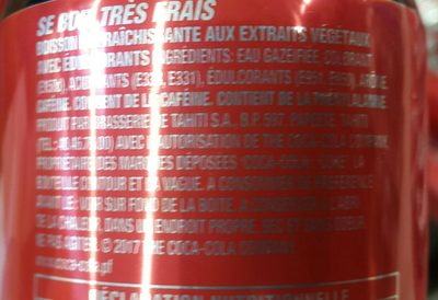 Coca cola sans sucre ingredients label