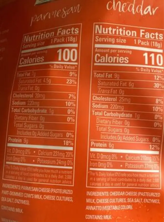 Whisps Cheese Crisps nutrition facts table