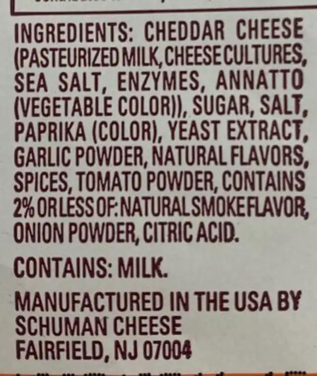 Whisps nutrition facts table