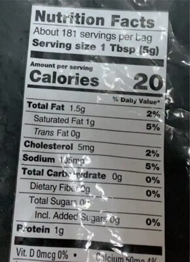 Pecorino Romano nutrition facts table