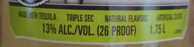 salvadors classic margarita ingredients label