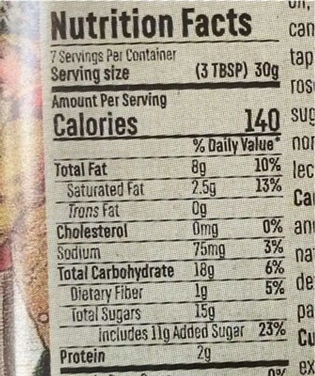 Caramel Walnut Fireside Blend nutrition facts table