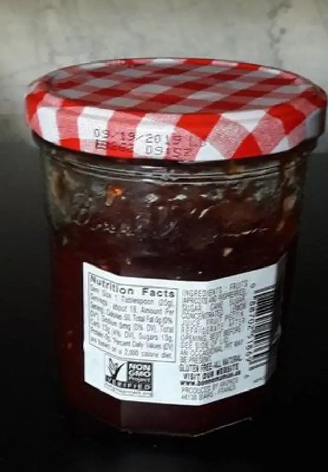 Apricot-Raspberry Preserves nutrition facts table