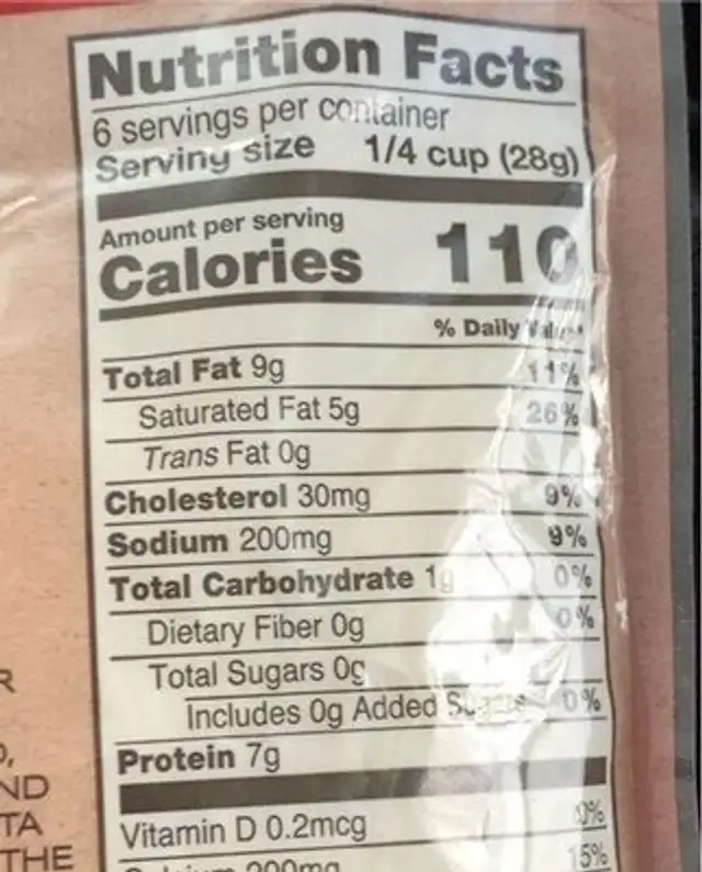 Cheddar gruyere asiago nutrition facts table