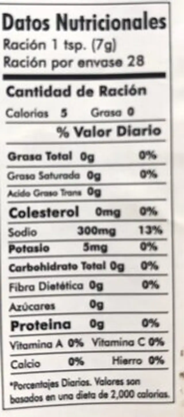 Pique gourmet de aguacate nutrition facts table