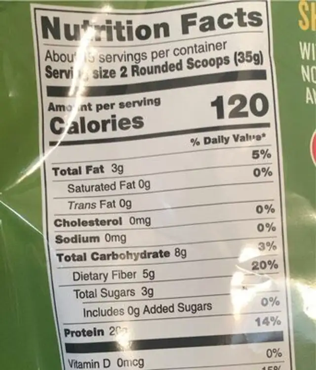 Almond protein nutrition facts table