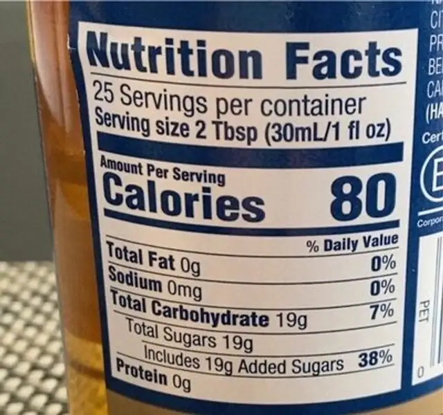 Classic hazelnut syrup nutrition facts table