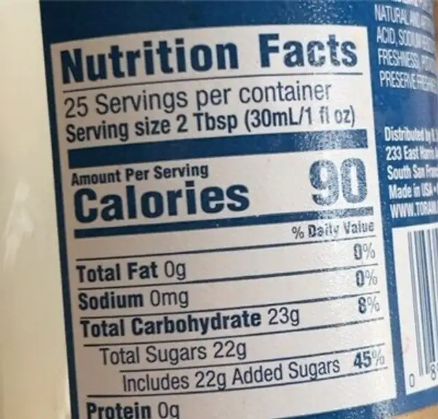 Chocolate chip cookie dough syrup nutrition facts table