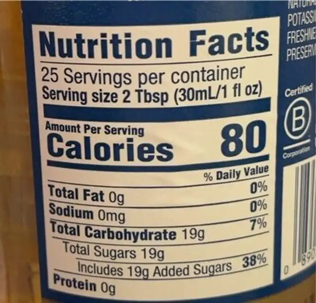 Creme de banana nutrition facts table