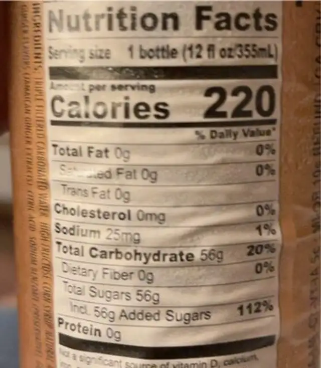 Dg spicy jamaican ginger beer nutrition facts table