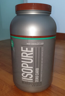 Isopure protein powder front packaging
