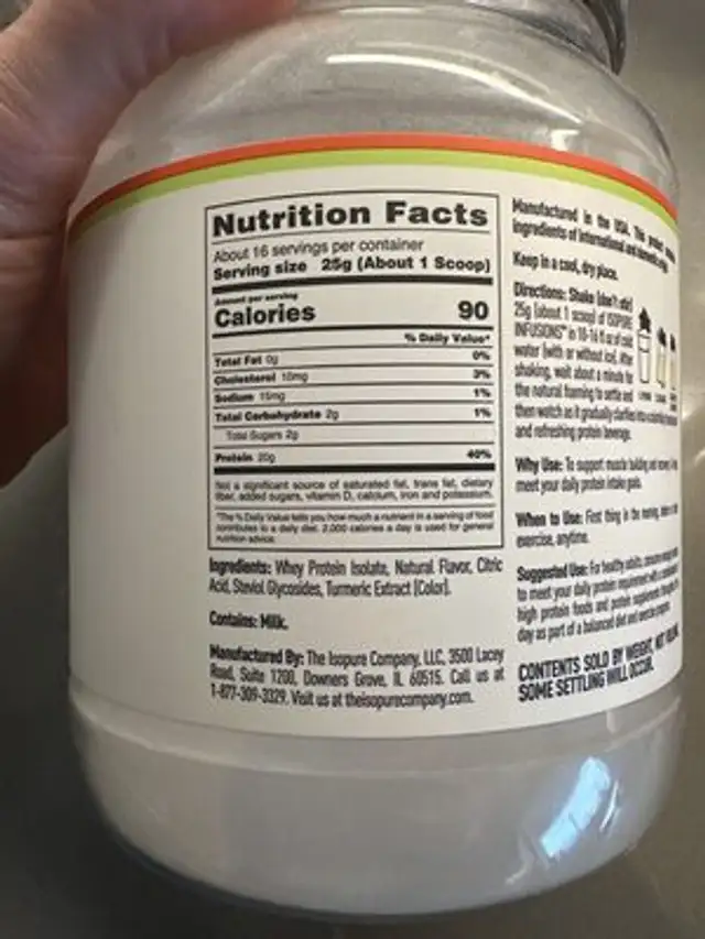 Indusuons protien powder ingredients label