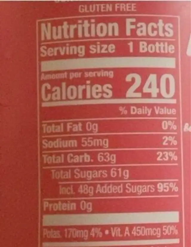 Mistic nutrition facts table
