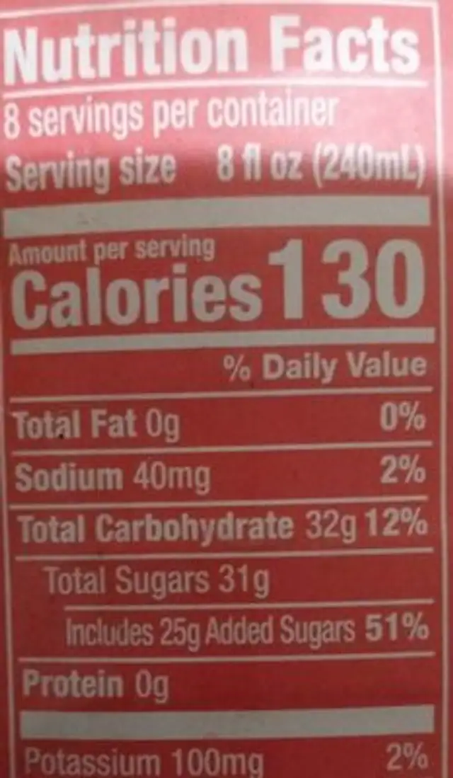 Tropical Carrot nutrition facts table