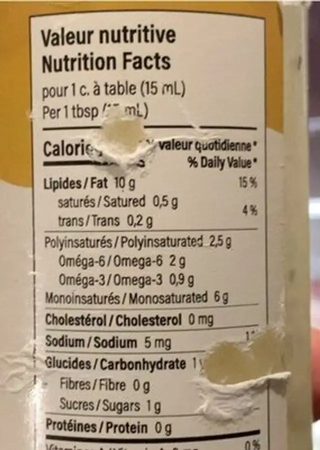 Moutard de dijon, herbe de provence, fleur d’ail nutrition facts table