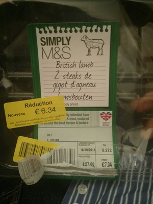 2 Steaks de Gigot d'Agneau Britannique