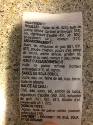 Mi goreng Barbeque Chicken Flavour Instant Noodles ingredients label