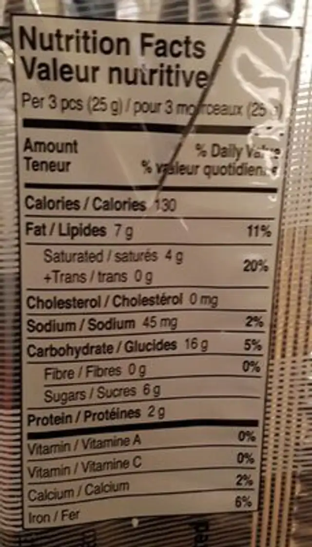 Gaufrettes Wafers nutrition facts table