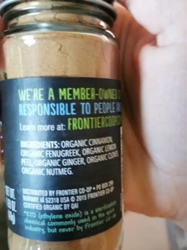 Organic Apple Pie Spice nutrition facts table
