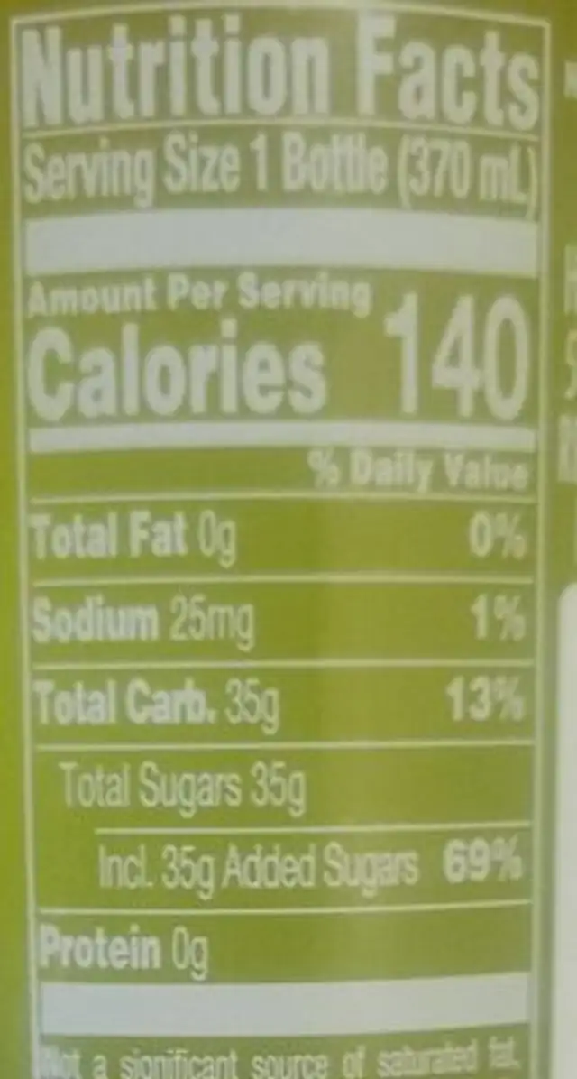 Lime Jarrito nutrition facts table