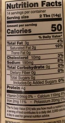 Queso cotija molido cheese shaker tripack nutrition facts table