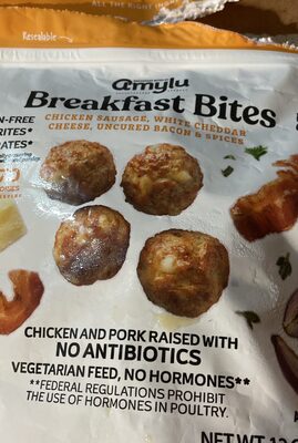 Breakfast Bites - chicken sausage, white cheddar cheese, uncured, bacon, and spices