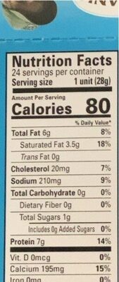 Organic String Cheese nutrition facts table