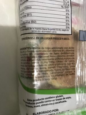 Tartaletas de avena ingredients label