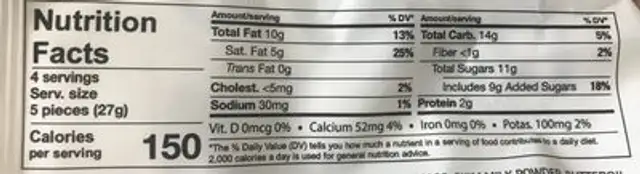 Kinder Bueno Mini nutrition facts table
