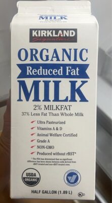 Organic Reduced Fat Milk front packaging