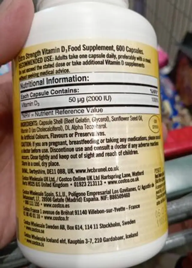D3 ingredients label