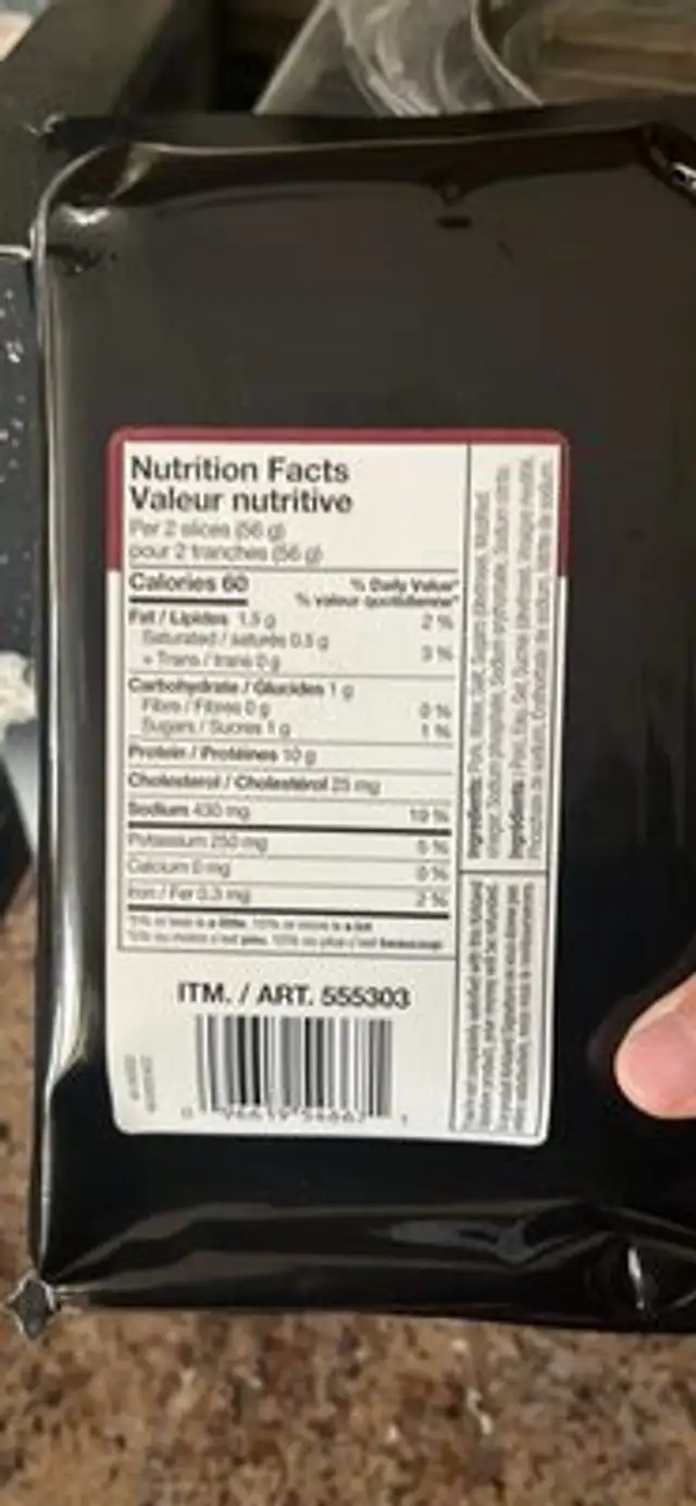 EXTRA LEAN COOKED HAM nutrition facts table